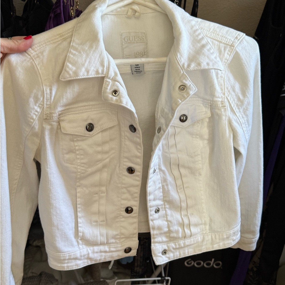 GUESS Women's White Denim Jacket